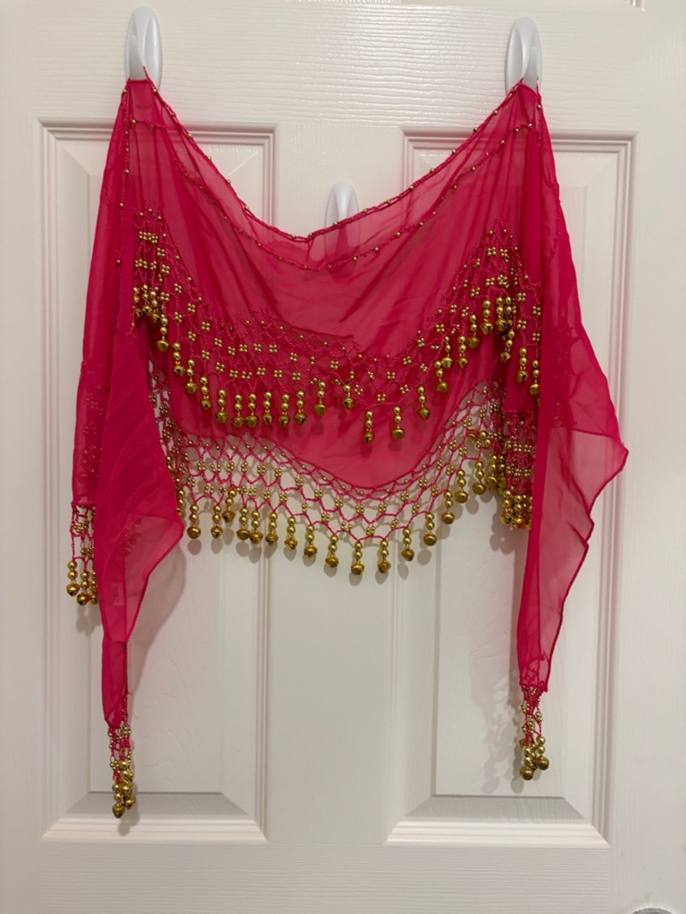 Hot Pink Beaded Belly Dance Hip Scarf - Women Accessories